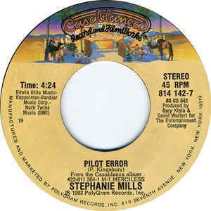 Stephanie Mills- Pilot Error / His Name Is Michael- VG+ 7" Single 45RPM- 1983 Casablanca USA- Pop
