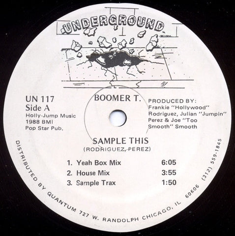Boomer T. – Sample This - VG+ 12" Single Record1988 Underground USA Vinyl - Linz House