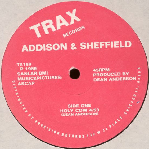 Addison & Sheffield ‎– Holy Cow - VG+ 12" Single Record 1989 Trax USA Vinyl - Linz House / Hip-House