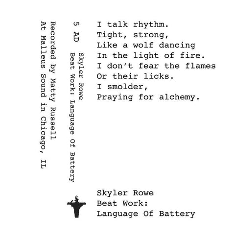 American Damage - Skyler Rowe - Beat Work: Language of Battery - New Cassette 2018 Limited Edition Tape (Hand Numbered to 100!) - Linz, IL Experimental / Electronica