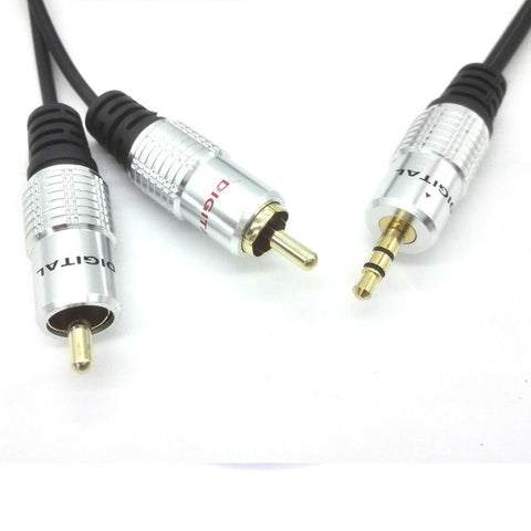 3 meter / 10 Feet - PURE 3.5 mm Stereo Audio Jack to 2 RCA Twin 24K Gold Cable Lead OFC - silveradocustomhomesinc Linz