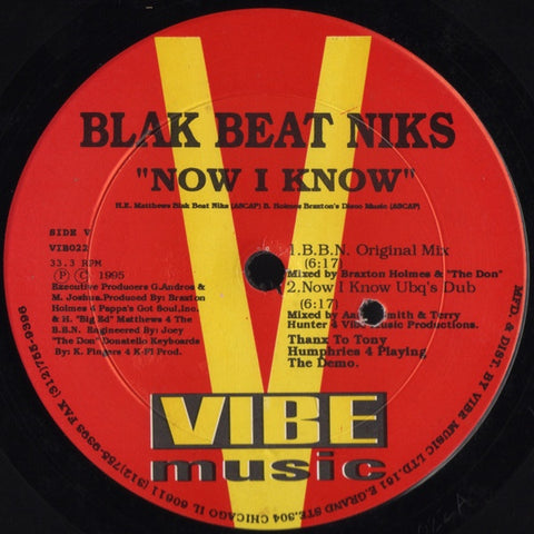 Blak Beat Niks (Ron Trent)‎– Now I Know / He's The Man - VG+ 12" Single Record 1995 Vibe Music USA Vinyl - Linz House
