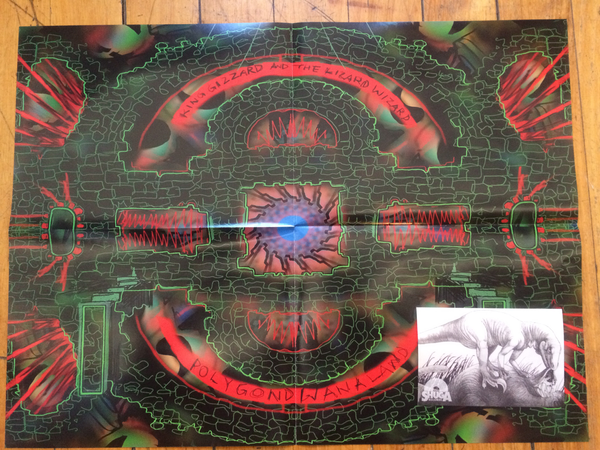 King Gizzard & The Lizard Wizard - Polygondwanaland - New Cassette 2017 silveradocustomhomesinc 1st Edition Clear With Gold Glitter Double sided four panel J card, Poster & Sticker - Psychedelic
