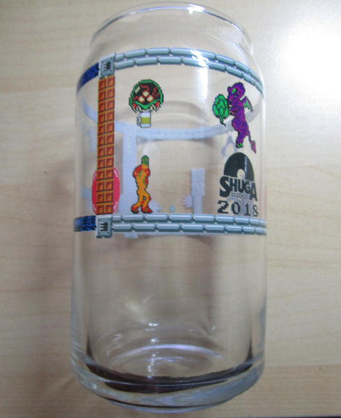 Weed & Beer Metroid Samus NES 8-Bit silveradocustomhomesinc 16 oz Libbey Can Glass Limited Batch1