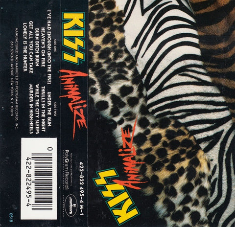 Kiss – Animalize - Used Cassette 1984 Mercury Tape -  Hard Rock