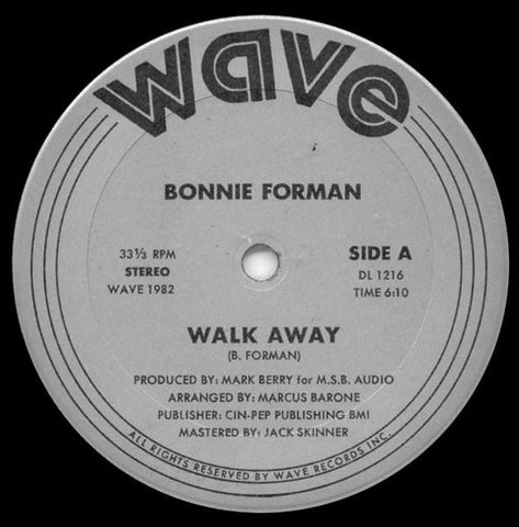 Bonnie Forman ‎– Walk Away - VG+ 12" Single USA 1982 Original - Italo Disco / Hi NRg