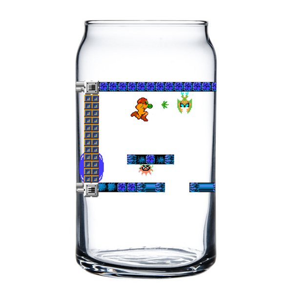 Weed & Beer Metroid Samus NES 8-Bit silveradocustomhomesinc 16 oz Libbey Can Glass Limited Batch1