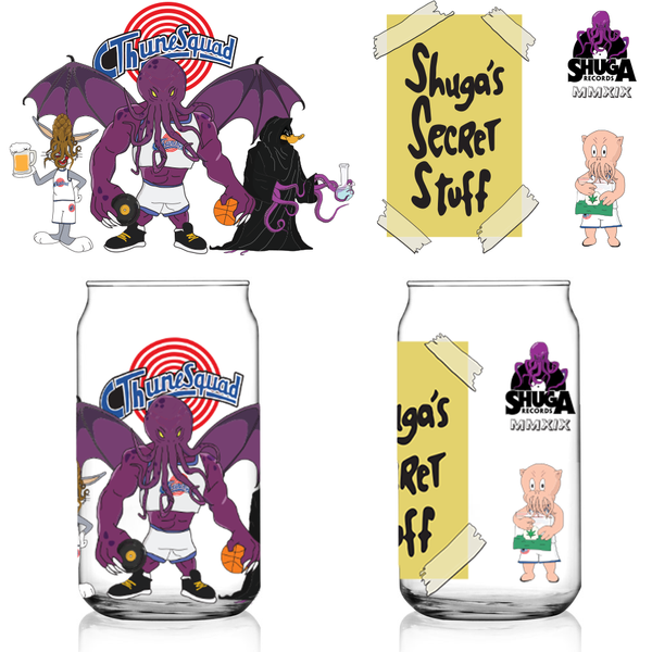 Space Jam & Cthulhu - Cthune Squad silveradocustomhomesinc 16 oz Libbey Can Glass Record Store Day 2019