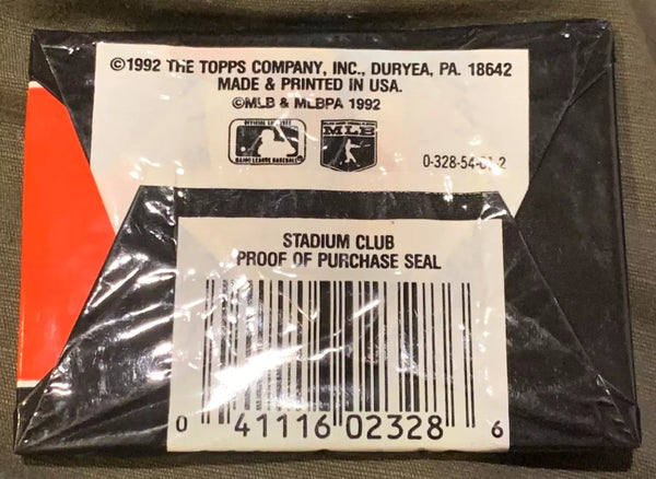 (1) One Pack - New Sealed 1992 Topps Stadium Club Series 1 MLB Baseball Trading Card Pack - 15 Cards