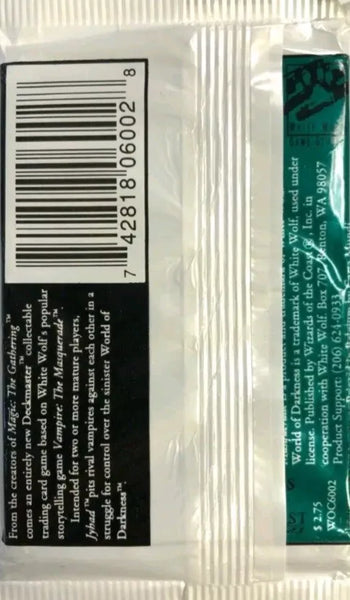 (1) One Booster Pack - 1994 Jyhad Vampire The Masquerade Booster Pack Cards Wizards of the Coast Trading Card Game - 19 Cards