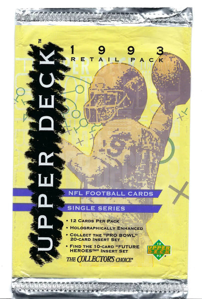 (1) One Pack - 1993 UPPER DECK NFL Football Trading Card - 12 Cards