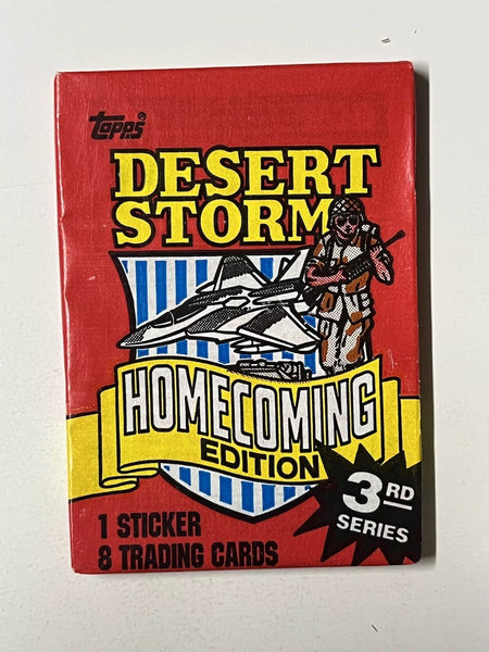 (1) One Pack - 1991 TOPPS Desert Storm 3rd Series Trading Card Homecoming Edition - 8 Cards & 1 Sticker