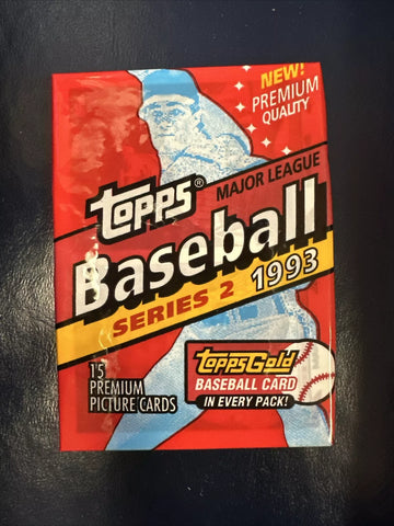 (1) One Pack - New Sealed 1993 TOPPS Series 2 MLB Baseball Trading Card Pack - 15 Cards