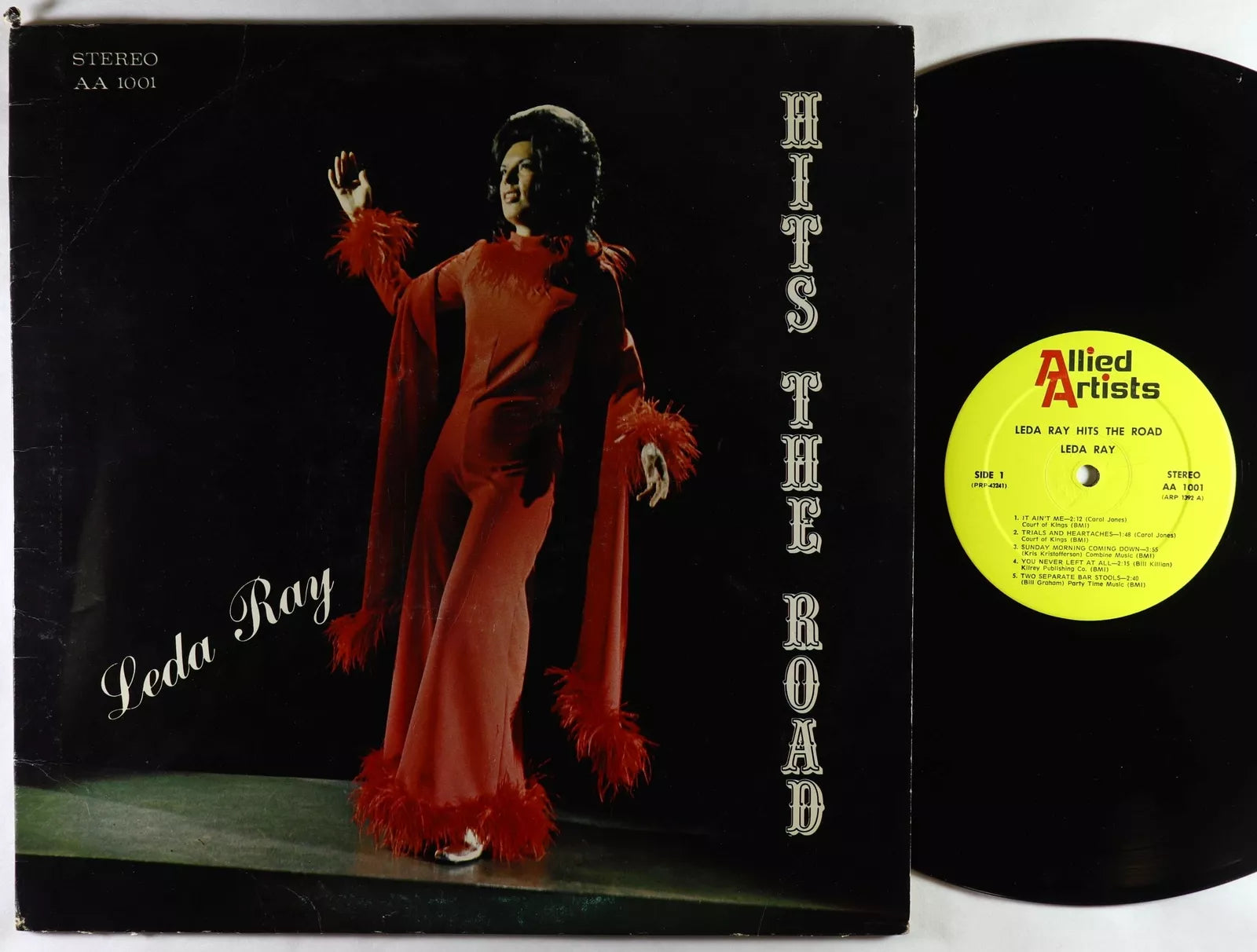 Leda Ray - Hits The Road - VG+ LP Record 1973 Allied Artists USA Private Press Vinyl - Country