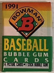 (1) One Pack - New Sealed Bowman 1991 MLB Baseball Trading Card Pack - 14 Cards