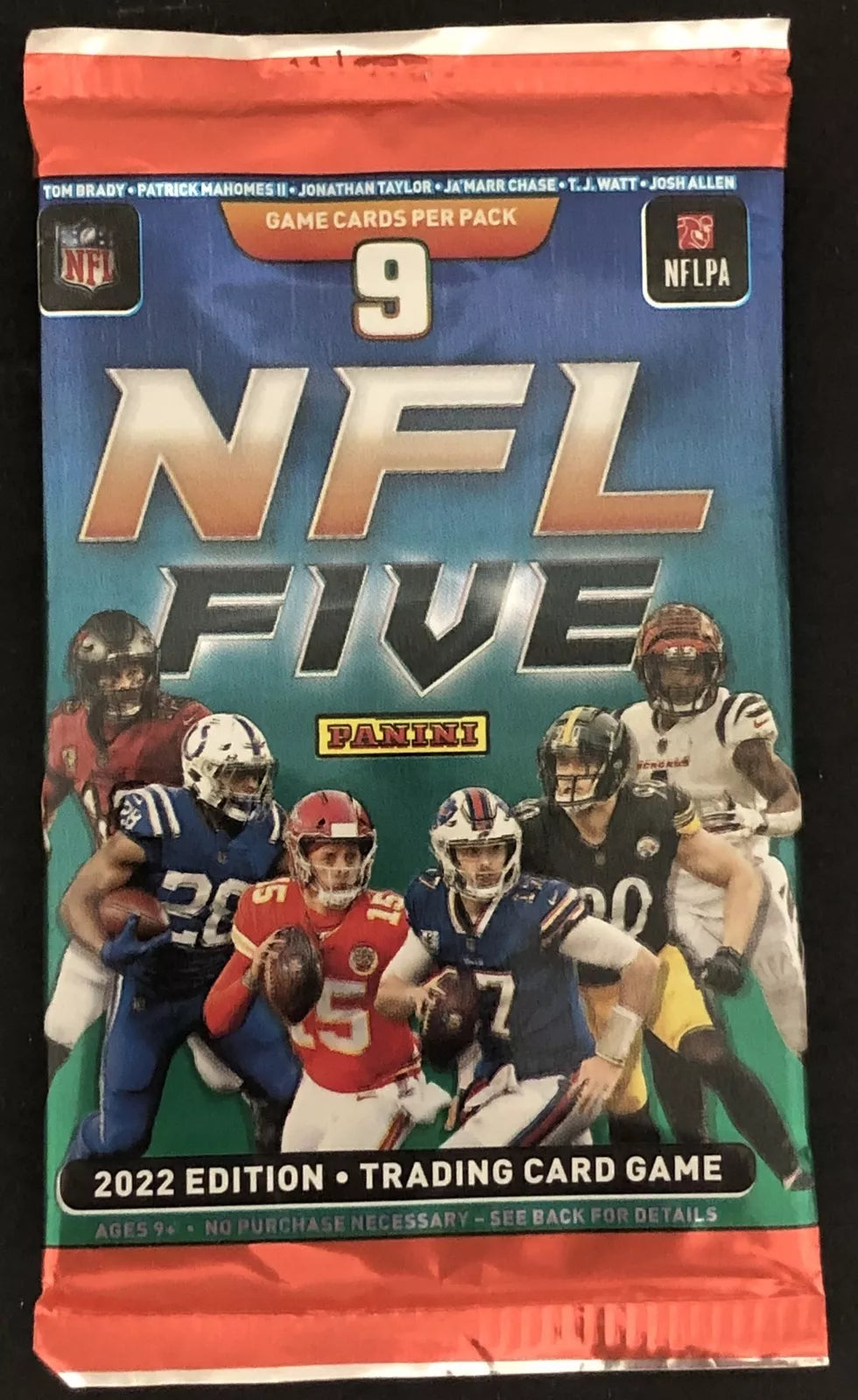 (1) One Pack - 2022 PANINI NFL NFLPA FIVE Football Trading Card Game - 9 Cards